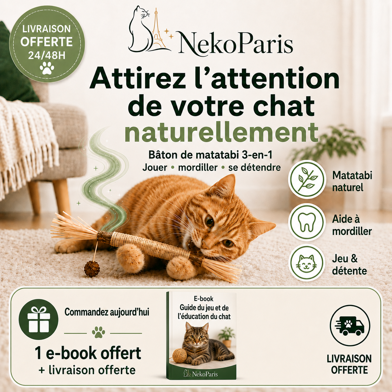 Neko Paris™ - Jouet en Matatabi 100% Organique pour Chats