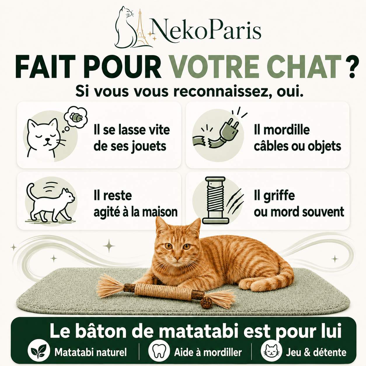 Neko Paris™ - Jouet en Matatabi 100% Organique pour Chats