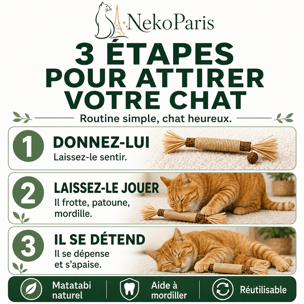 Neko Paris™ - Jouet en Matatabi 100% Organique pour Chats